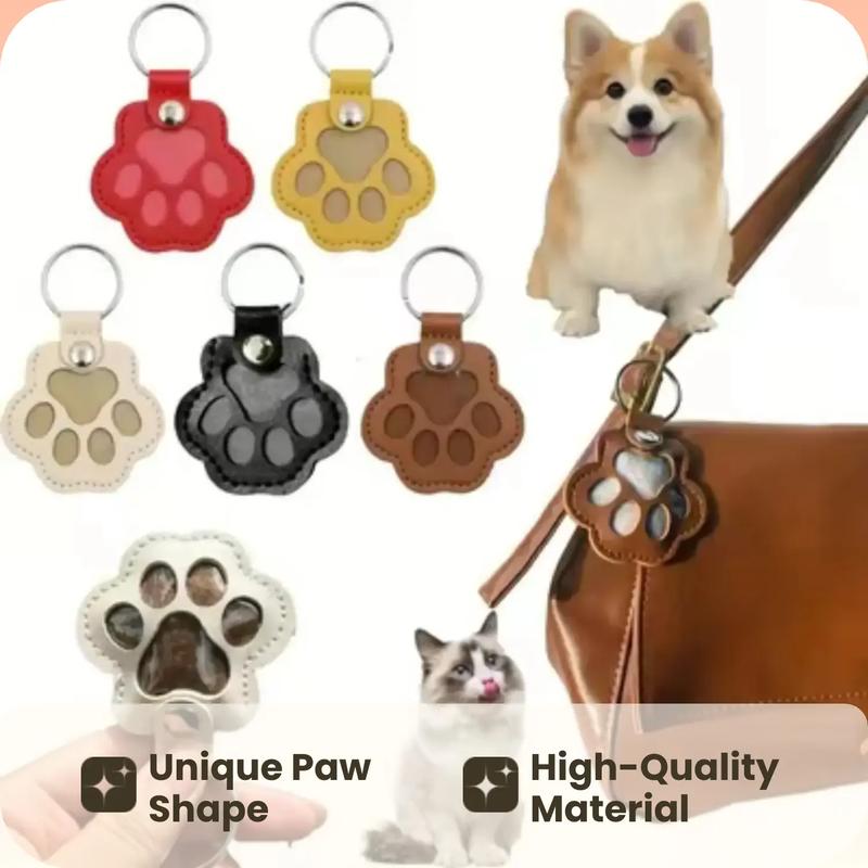 Leather Paw Keychain Pet Hair Collector - Handmade Memorial Storage Bag for Dogs & Cats