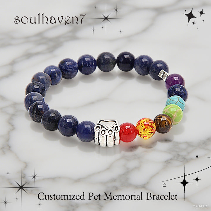 Natural Lava Bead Pet Memorial Bracelet — Rainbow Bridge Keepsake for Pet Loss Tribute