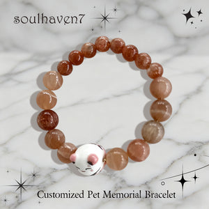 Pet memorial crystal bracelet cat bead