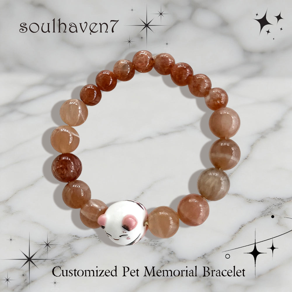 Pet memorial crystal bracelet cat bead
