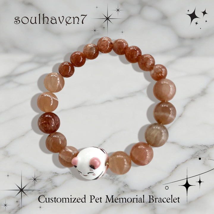 Pet memorial crystal bracelet cat bead