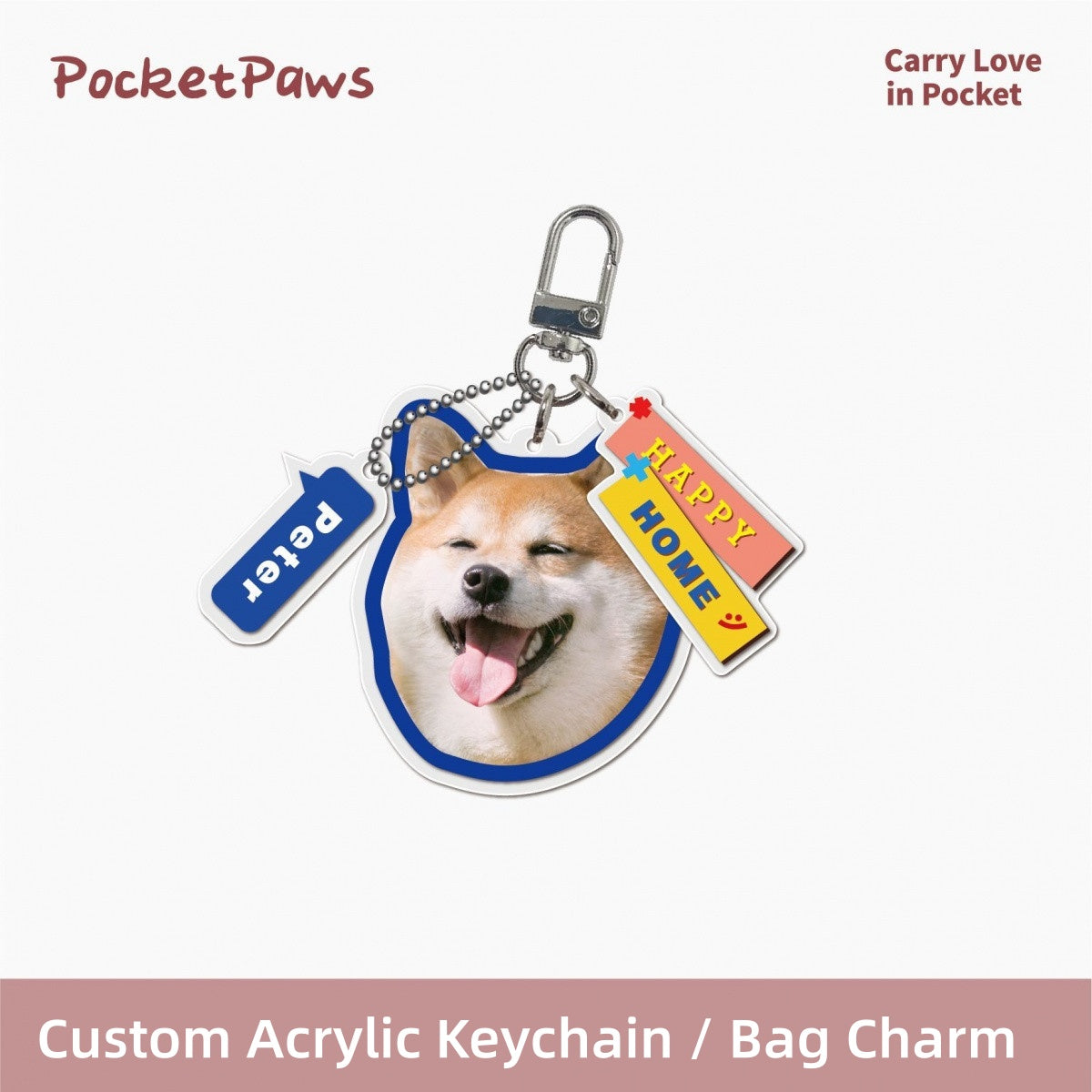 Personalized Photo Custom Acrylic Pet Tag DIY Dog Cat Name ID Tag Keychain Pet Bag Charm Custom Pet Gift For Dog Cat Owners