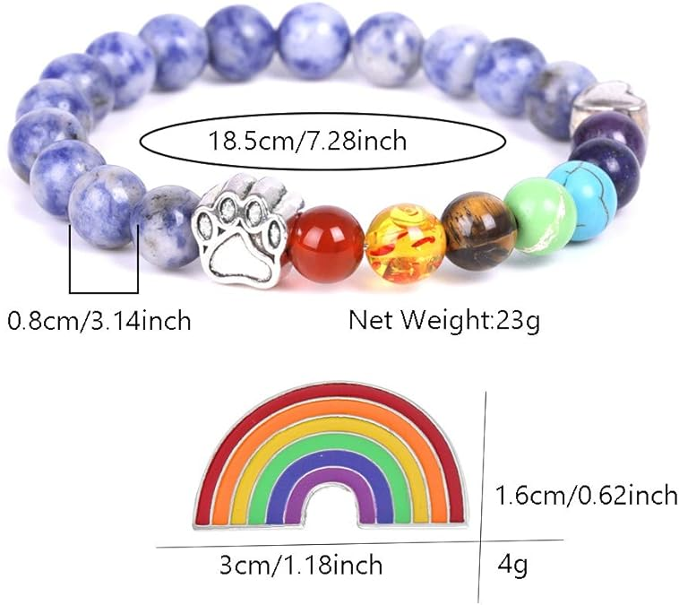Natural Lava Bead Pet Memorial Bracelet — Rainbow Bridge Keepsake for Pet Loss Tribute
