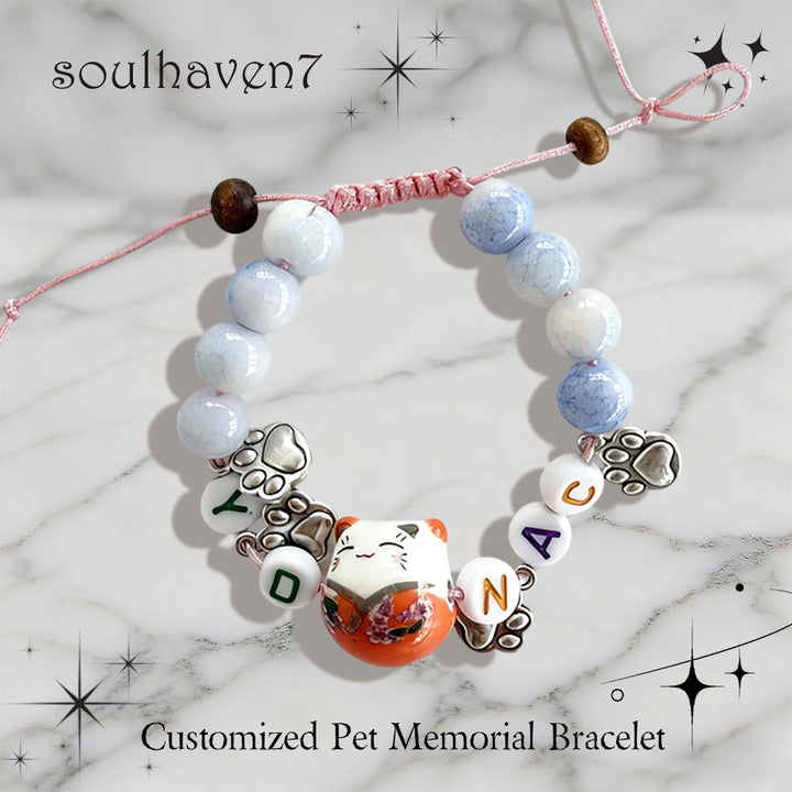 personalized pet memorial bracelet with name bead