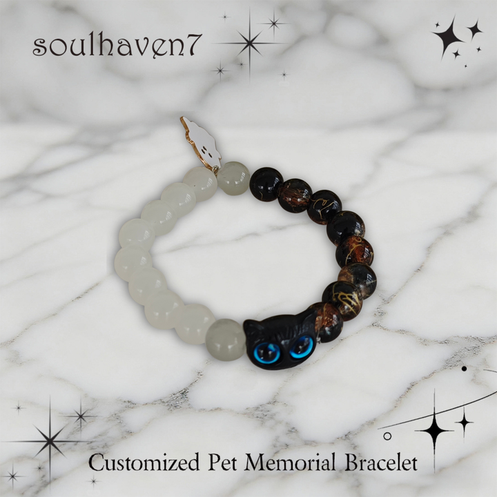 black and white pet loss bracelet for Halloween