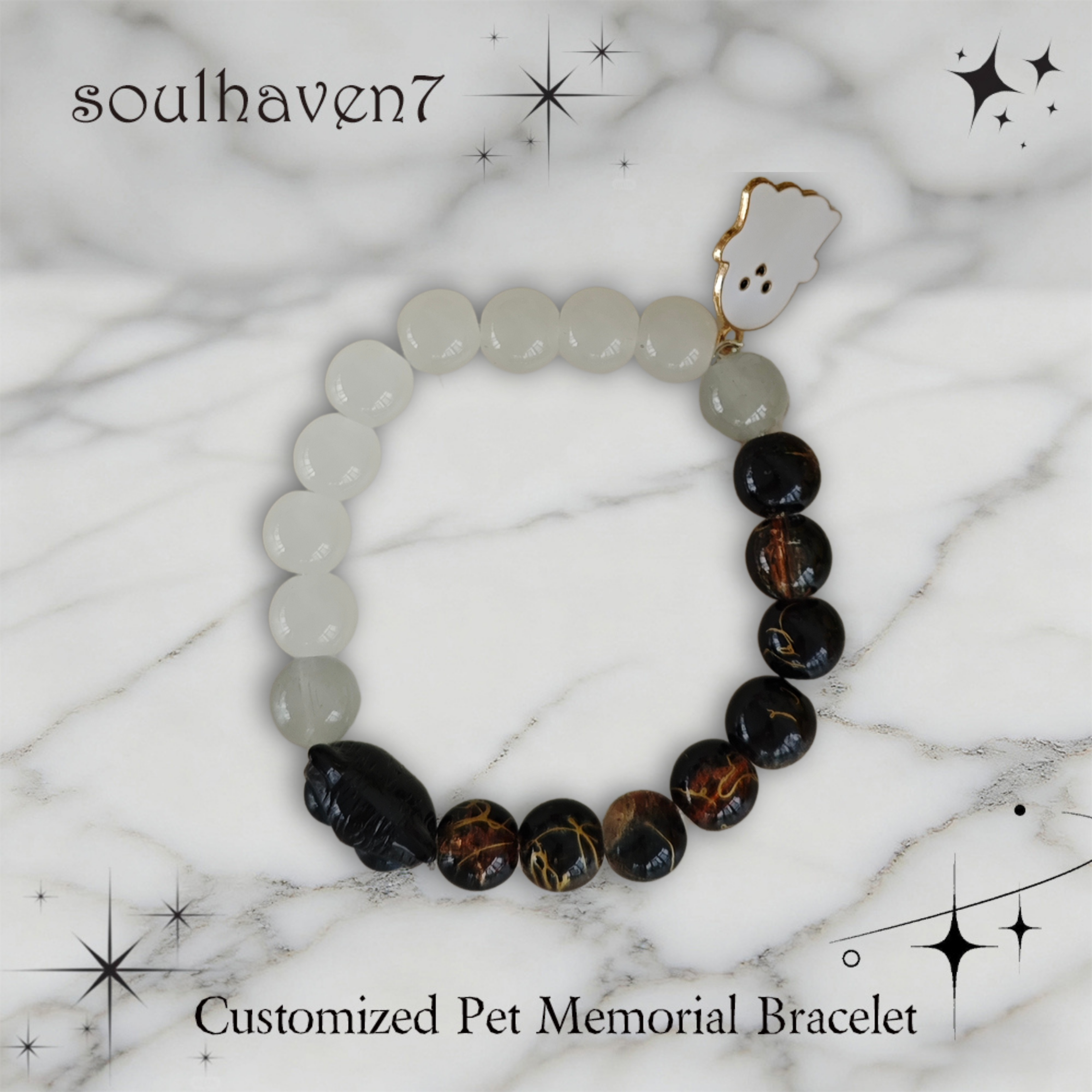 handmade Rainbow Bridge dog memorial bracelet