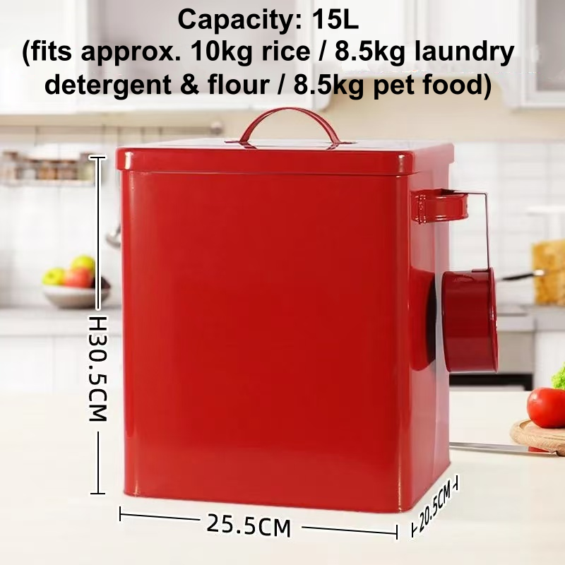 【 Buy 1, Get 2 Free! 😍】 Fun McDonald's Iron Pet Food Storage Bucket in Red - With Sealing Gasket to Prevent Moisture and Keep Pets from Opening. 6-10L Large Capacity