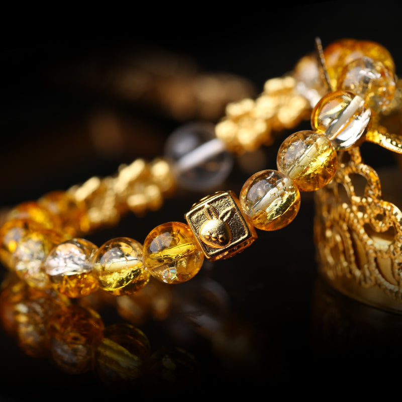 Lucky Wealth Pi Xiu Three In One Bracelet Unisex Copper Alloy Glass Bead Adjustable Wrist Jewelry