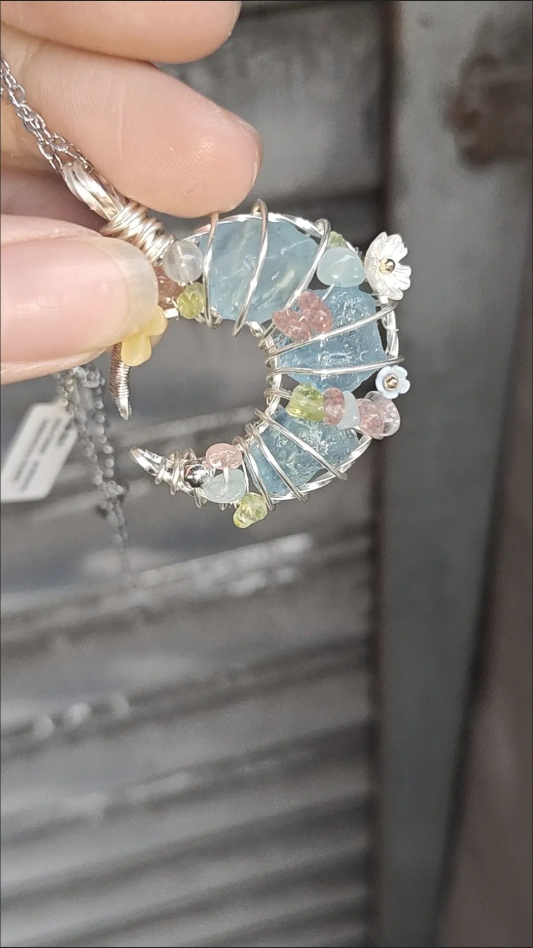 Original Moon Whisper Series Handmade Wire Wrapped Raw Crystal Pendant Titanium Steel Sweater Chain Cosmic Star Moon Cloud Universe Design Unisex Long Necklace