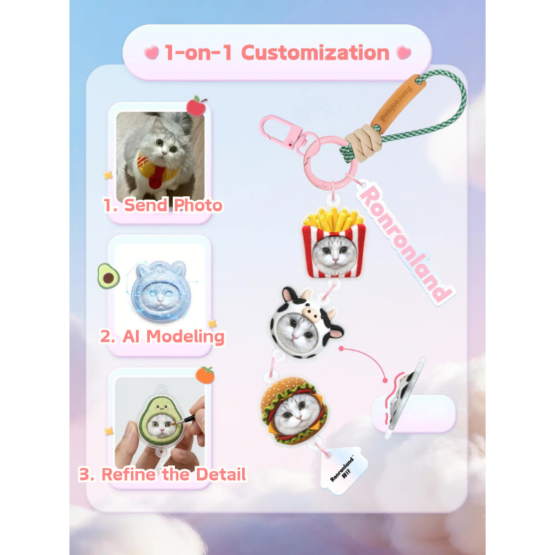 Personalized Pet Photo Custom Keychain | AI 1:1 Pet Recreation 3D Stack Relief Keyring, Unique Pet Loss Memorial Keepsake Gift for Pet Lovers