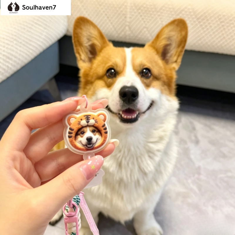 Personalized Pet Photo Custom Keychain | AI 1:1 Pet Recreation 3D Stack Relief Keyring, Unique Pet Loss Memorial Keepsake Gift for Pet Lovers