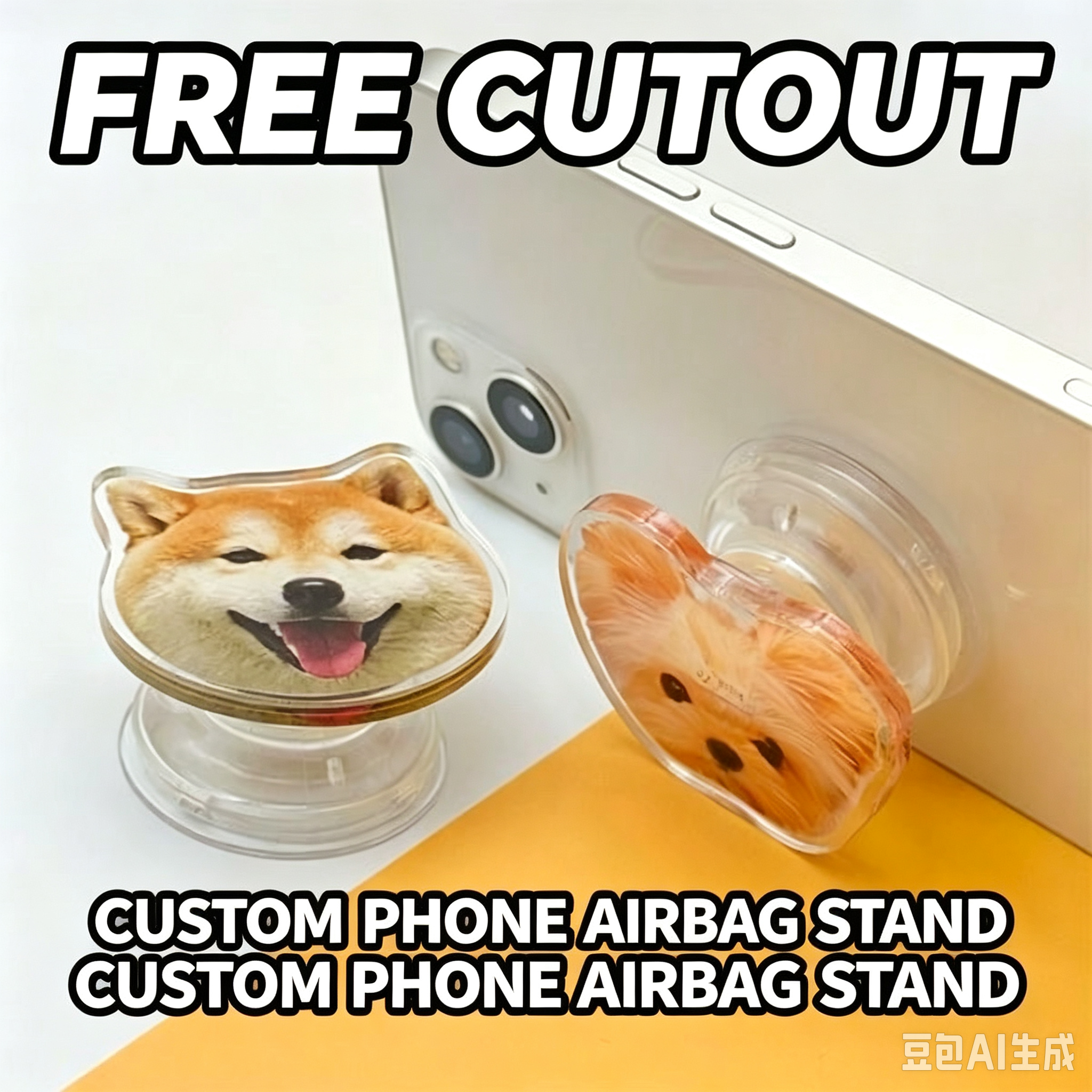 Custom Acrylic Airbag Phone Stand Custom Shaped Cartoon Avatar Pet Retractable Phone Grip Diy Star Merch Personalized Custom Made