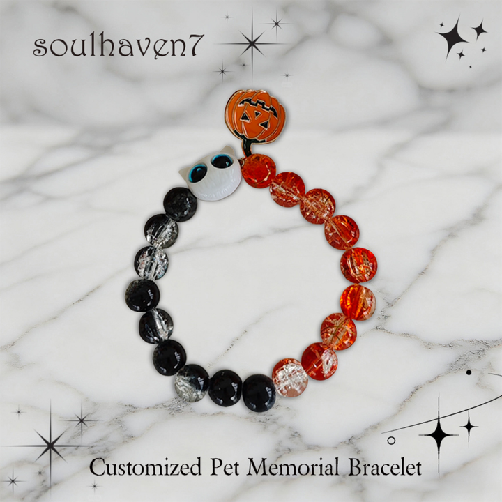 orange and black pet remembrance bracelet for dogs and cats
