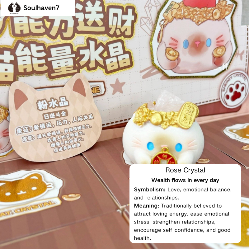 Lucky Maneki Neko Energy Crystal Blind Box Wealth Attracting Cute Mini Bean Figurine Good Luck Desktop Ornament Gift For Women Girls