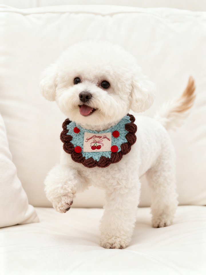 Handmade Crochet Pet Scarf Bib: Adorable Neckwear for Small Dogs & Cats