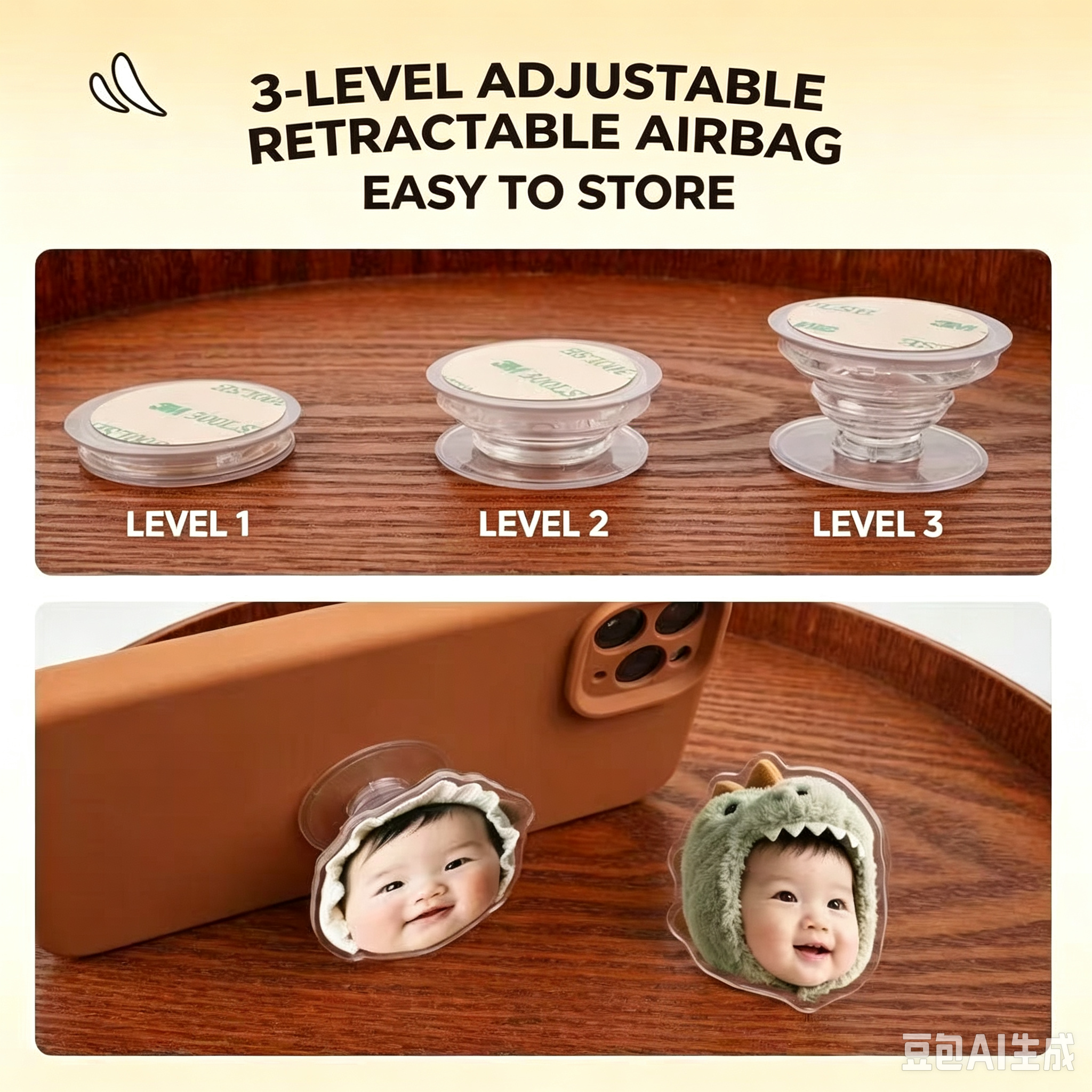 Custom Acrylic Airbag Phone Stand Custom Shaped Cartoon Avatar Pet Retractable Phone Grip Diy Star Merch Personalized Custom Made