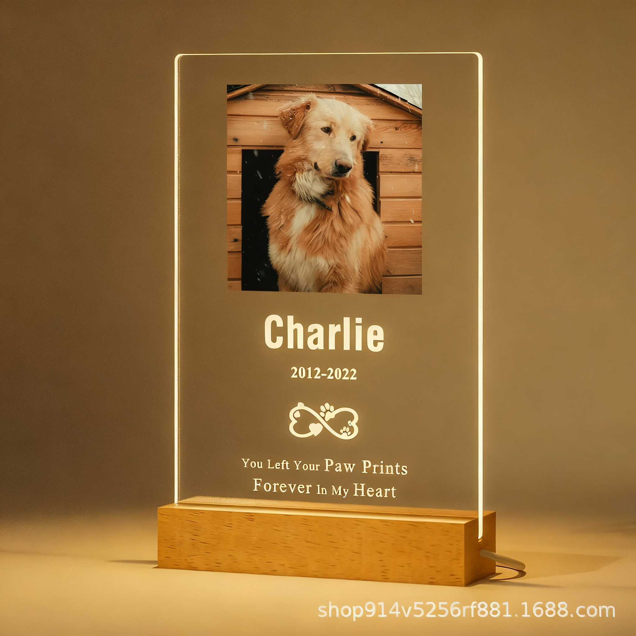 Personalized Dog Cat Memorial 3D Night Light - Custom Photo Printing Sympathy Gift for Christmas/Birthday/Valentine's