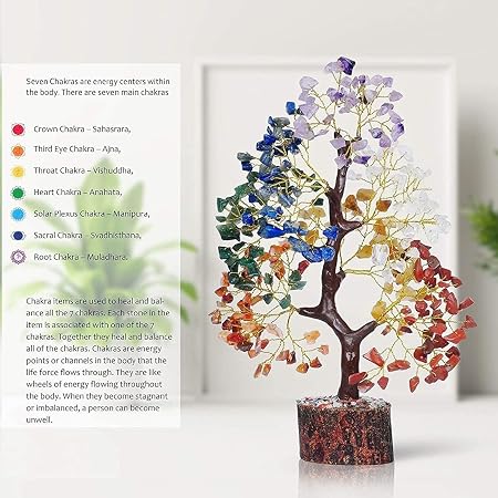 7 Chakra Tree of Life - Crystals and Healing Stones | Birthday Gifts | Crystal Tree for Positive Energy | Home & Office Decor | Gifts for Women
