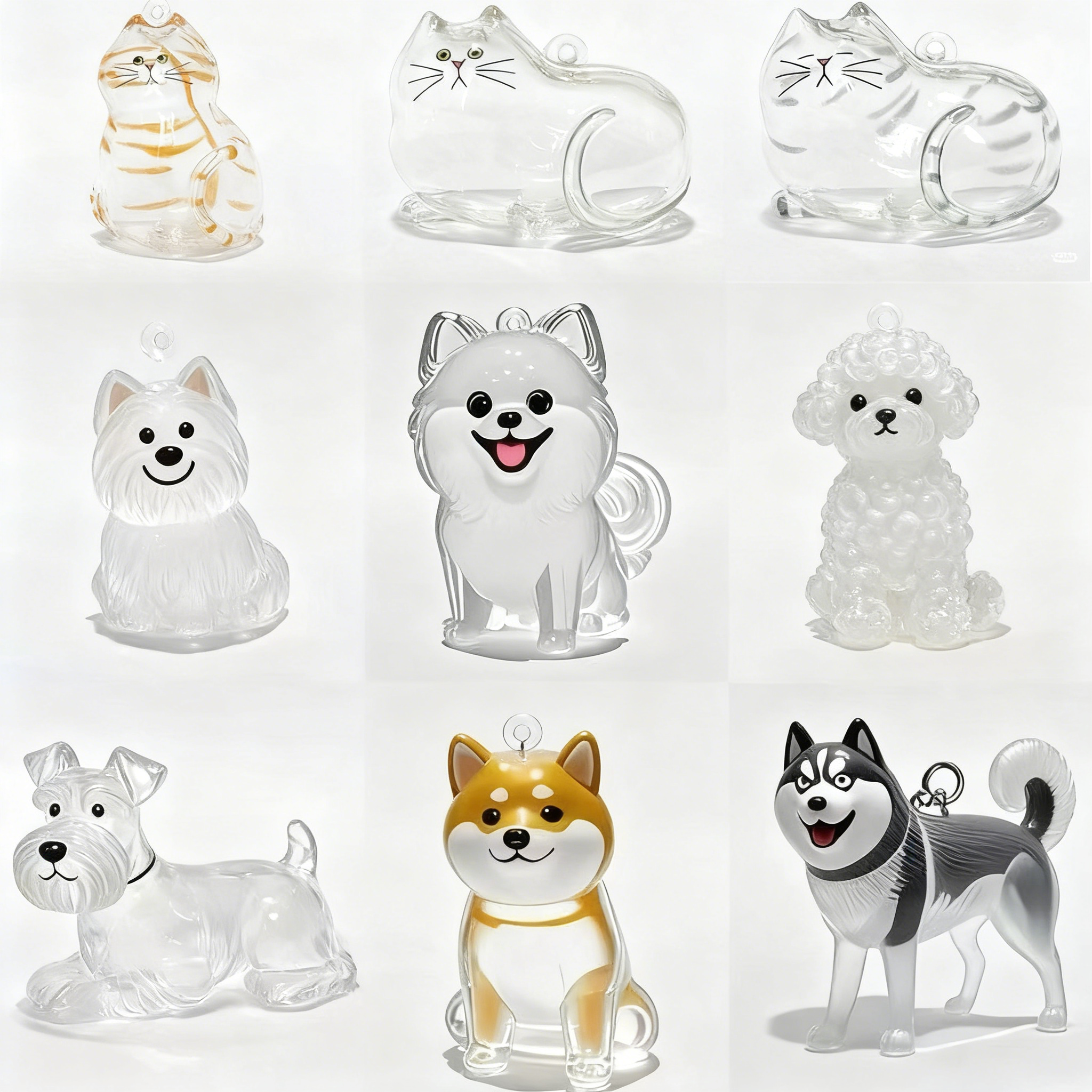 2PCS Cute Cat/Dog Fur Keepsake Keychain - Personalized Pet Hair Capsule