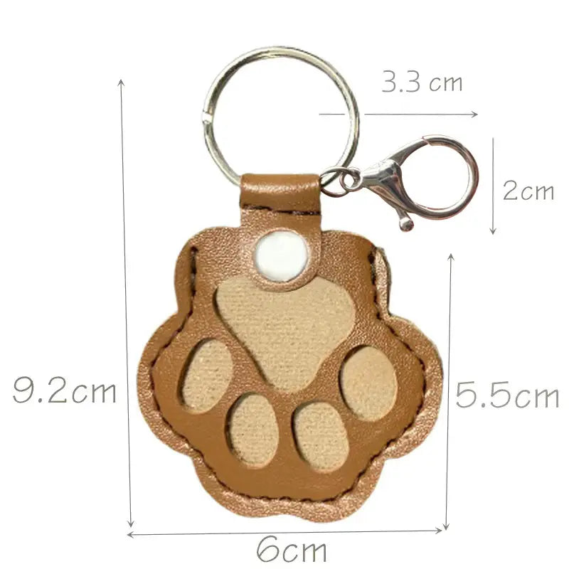 Leather Paw Keychain Pet Hair Collector - Handmade Memorial Storage Bag for Dogs & Cats