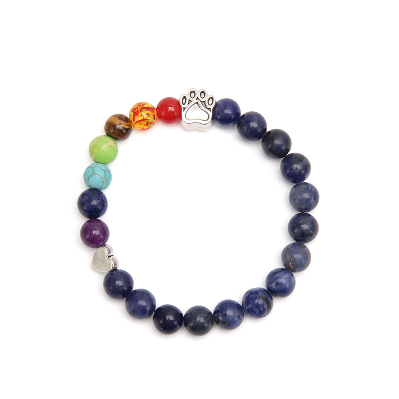 Natural Lava Bead Pet Memorial Bracelet — Rainbow Bridge Keepsake for Pet Loss Tribute