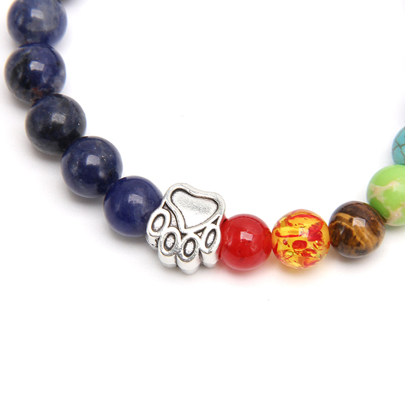 Natural Lava Bead Pet Memorial Bracelet — Rainbow Bridge Keepsake for Pet Loss Tribute