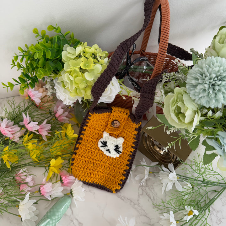 handmade crochet cat memorial bag