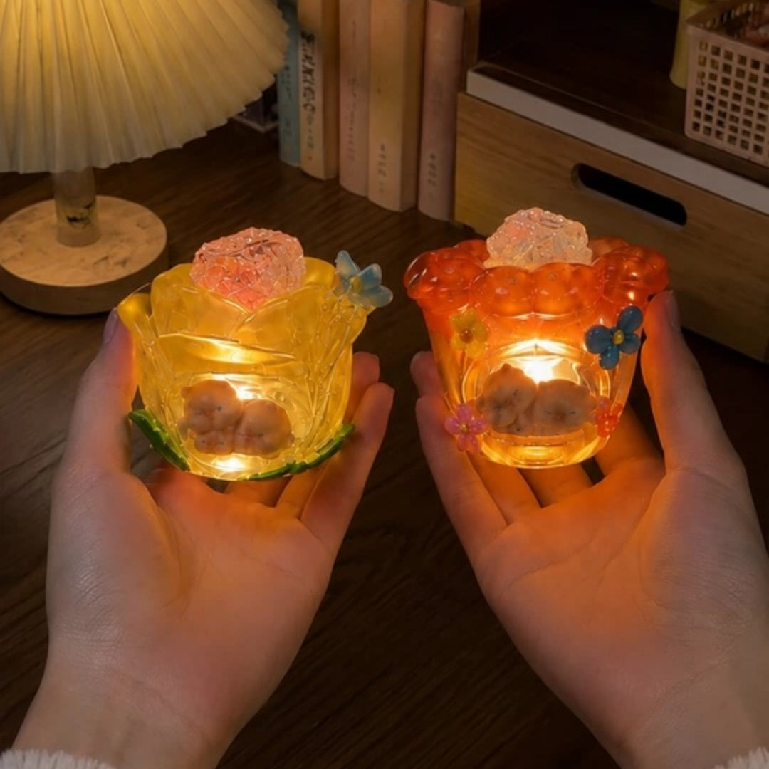 Cute Cartoon Crystal Kitten Blind Box Glowing Luminous Mini Cat Figurines Kawaii Healing Desktop Table Ornaments Lovely Surprise Mystery Box Decorative Gifts for Birthday Christmas Holiday Bedroom Office Home Decoration