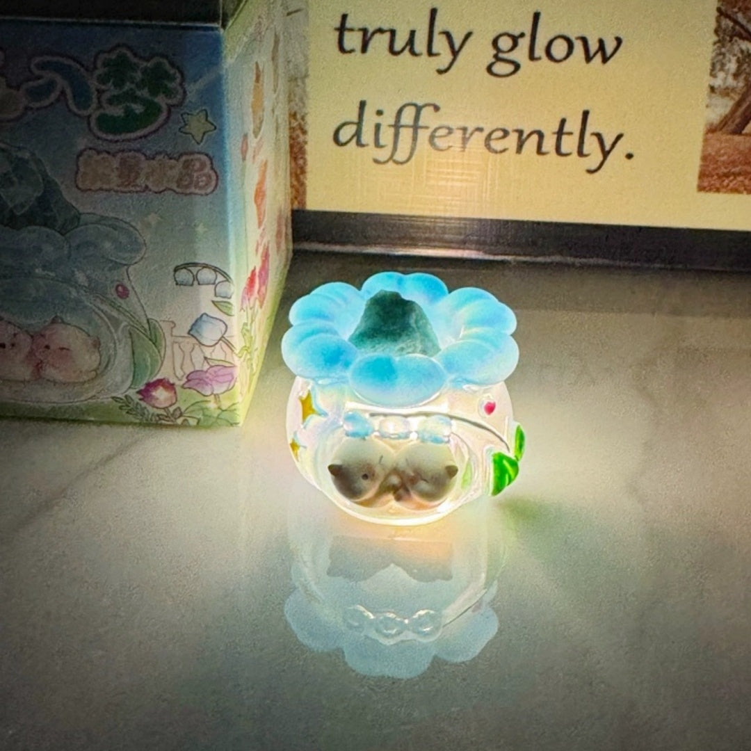 Cute Cartoon Crystal Kitten Blind Box Glowing Luminous Mini Cat Figurines Kawaii Healing Desktop Table Ornaments Lovely Surprise Mystery Box Decorative Gifts for Birthday Christmas Holiday Bedroom Office Home Decoration