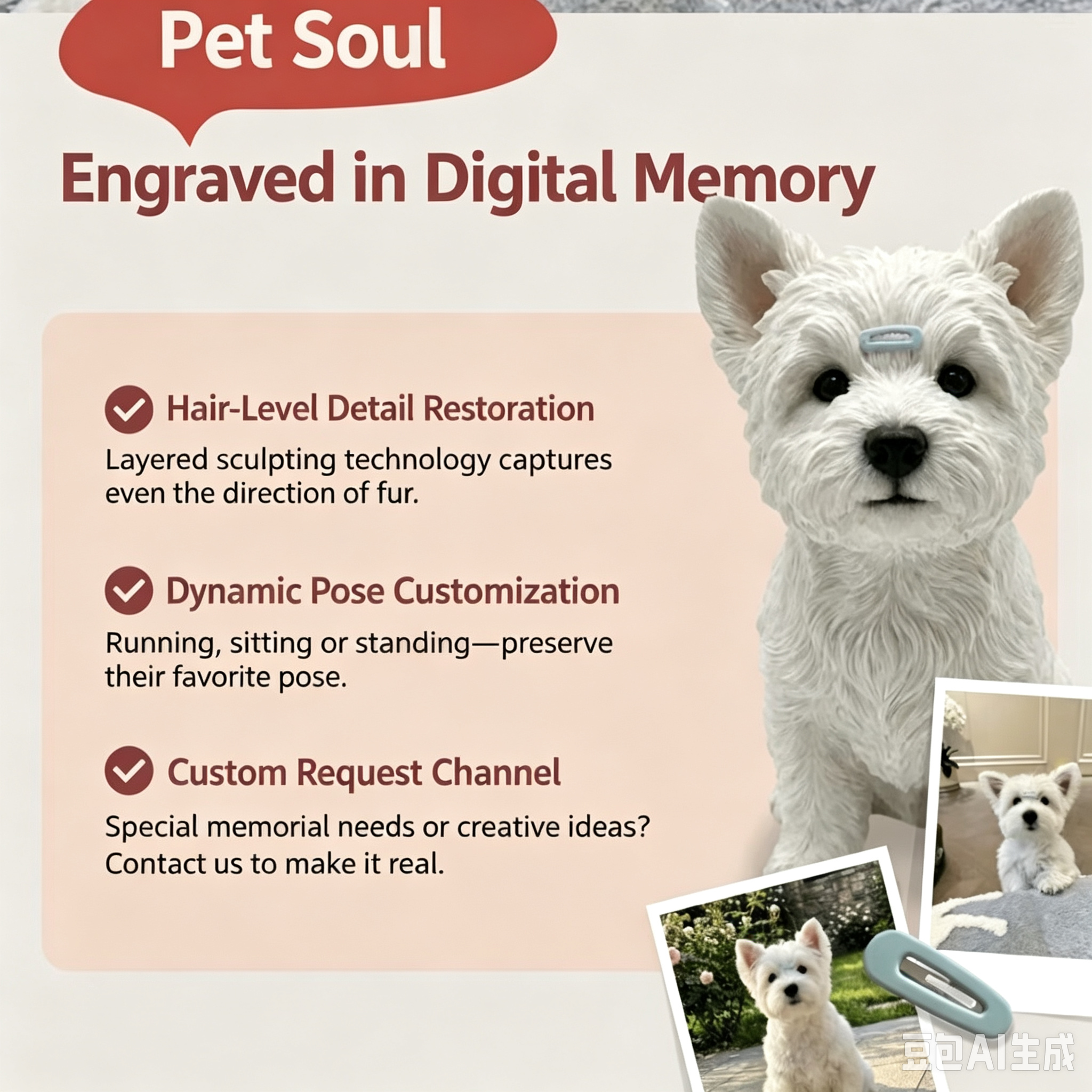 Custom 3D Pet Figurine Made From Photo Personalized Realistic Dog Cat Pet Handmade Doll Custom Pet Memorial Keepsake