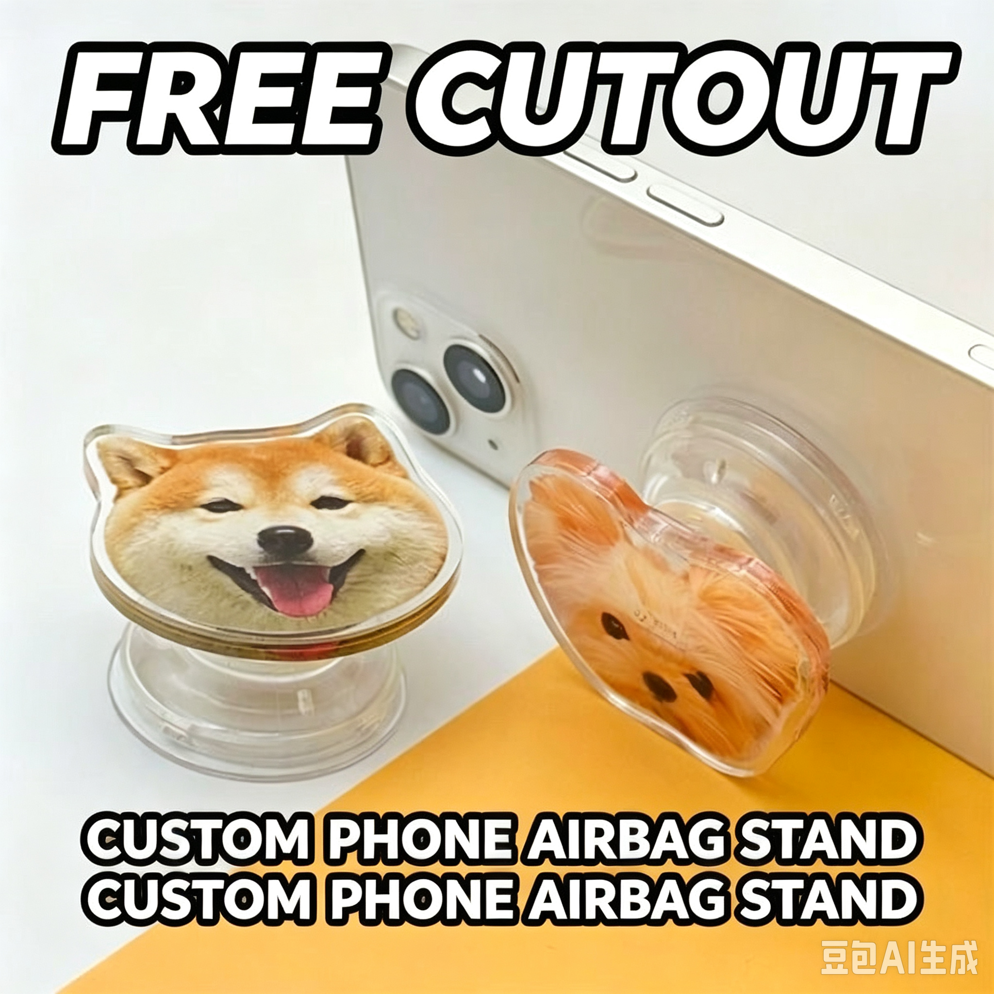 Custom Acrylic Airbag Phone Stand Custom Shaped Cartoon Avatar Pet Retractable Phone Grip Diy Star Merch Personalized Custom Made