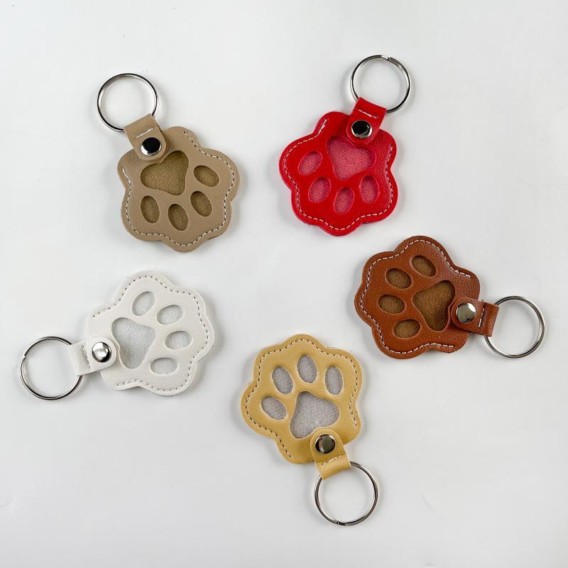 Leather Paw Keychain Pet Hair Collector - Handmade Memorial Storage Bag for Dogs & Cats