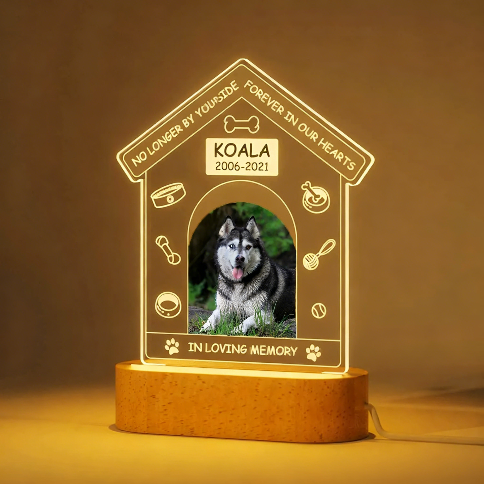 Personalized Dog Cat Memorial 3D Night Light - Custom Photo Printing Sympathy Gift for Christmas/Birthday/Valentine's