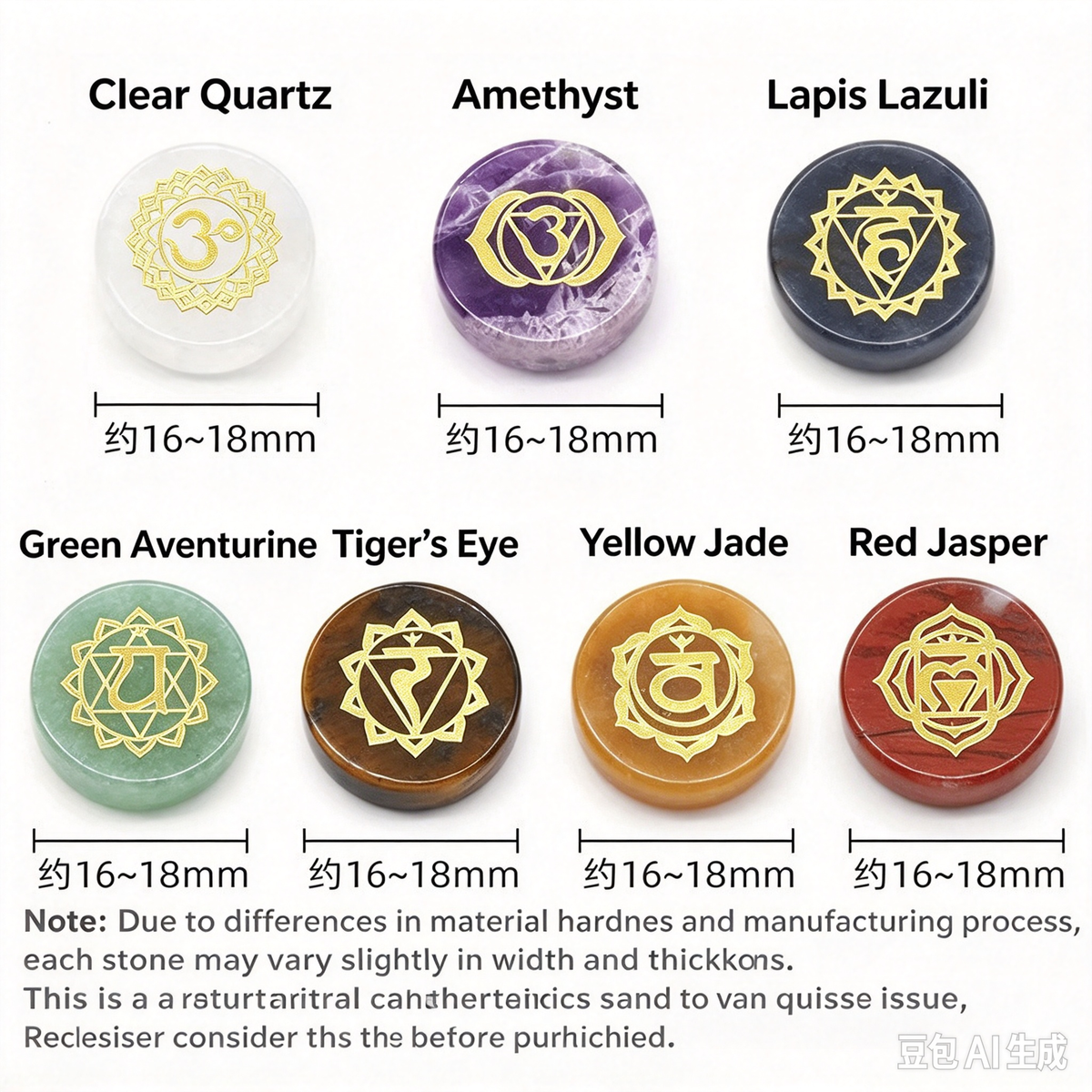 7 Chakra Natural Rough Crystal Palm Stone Set Engraved Sacred Symbols Colorful Mineral Specimens Yoga Meditation Stones