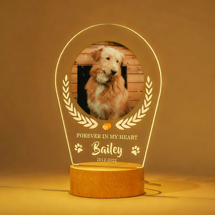 Personalized Dog Cat Memorial 3D Night Light - Custom Photo Printing Sympathy Gift for Christmas/Birthday/Valentine's