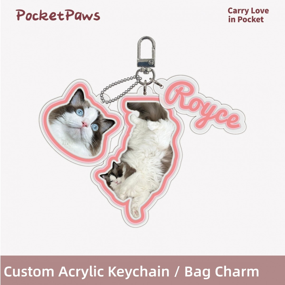 Personalized Photo Custom Acrylic Pet Tag DIY Dog Cat Name ID Tag Keychain Pet Bag Charm Custom Pet Gift For Dog Cat Owners