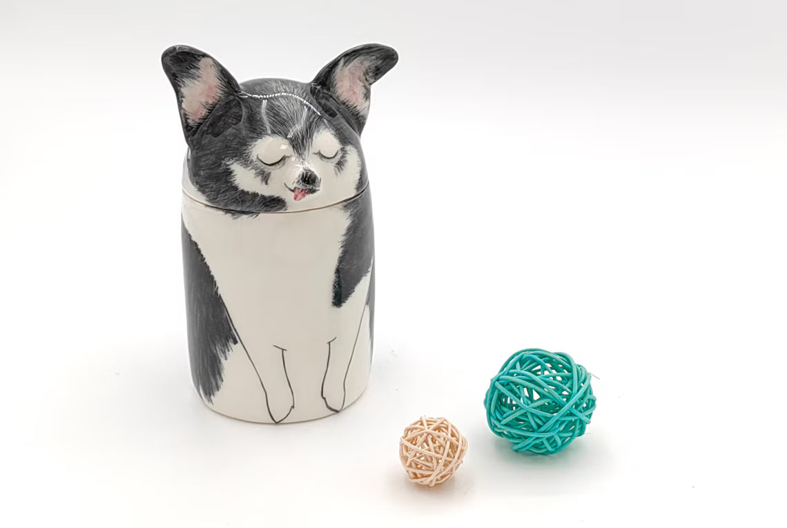 Made to Order: Custom Name + Animal Pattern Pet Urn (Semi-Spherical Cover) | Special Memory Multipurpose Memorial Box (Dog/Cat/Hamster & More)