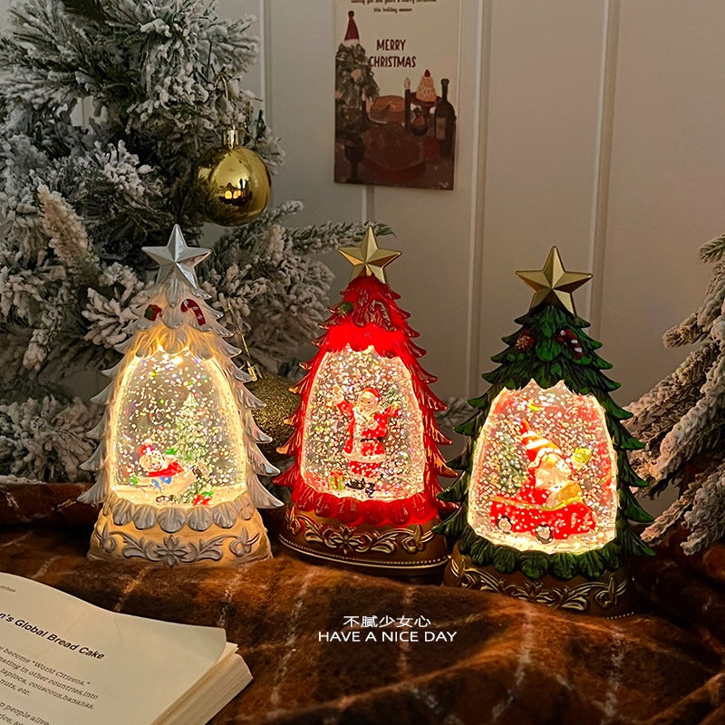 Light Up Christmas Crystal Snow Globe Santa Snow Scene Festive Ambience Table Decor Holiday Gift For Family Friends