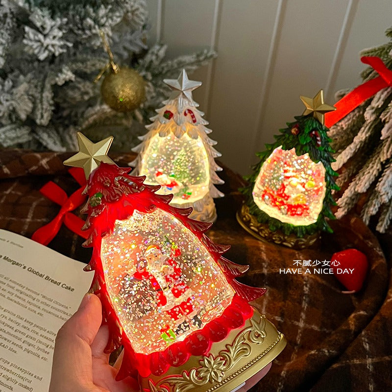 Light Up Christmas Crystal Snow Globe Santa Snow Scene Festive Ambience Table Decor Holiday Gift For Family Friends