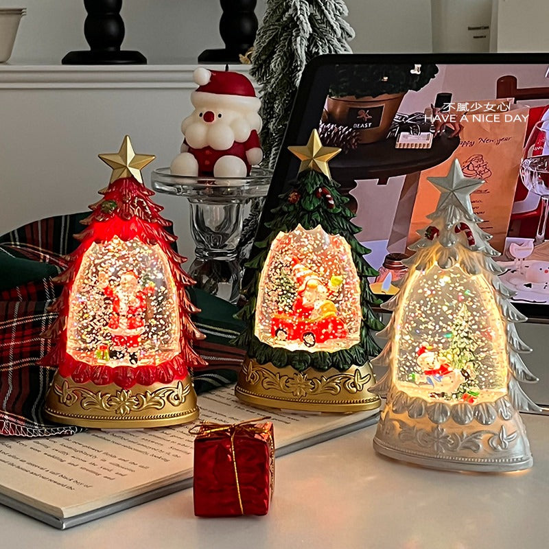 Light Up Christmas Crystal Snow Globe Santa Snow Scene Festive Ambience Table Decor Holiday Gift For Family Friends