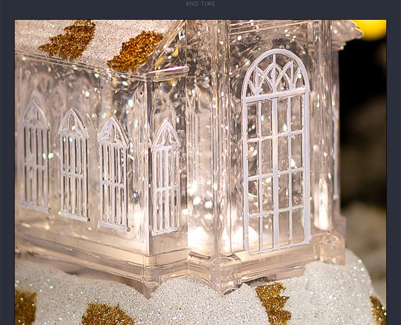 Crystal Church House Snow Globe Music Box With Falling Snow Christmas Decoration Gift Ornament