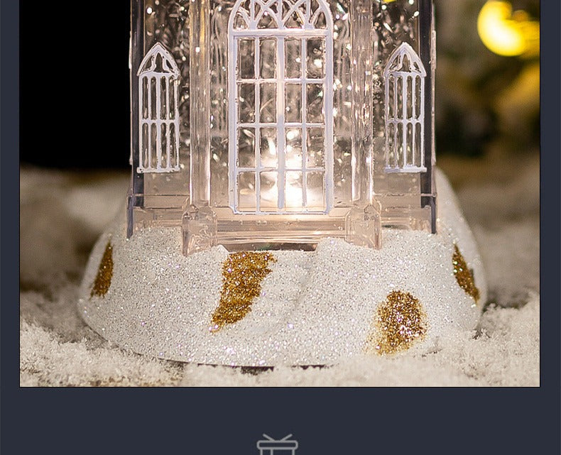 Crystal Church House Snow Globe Music Box With Falling Snow Christmas Decoration Gift Ornament