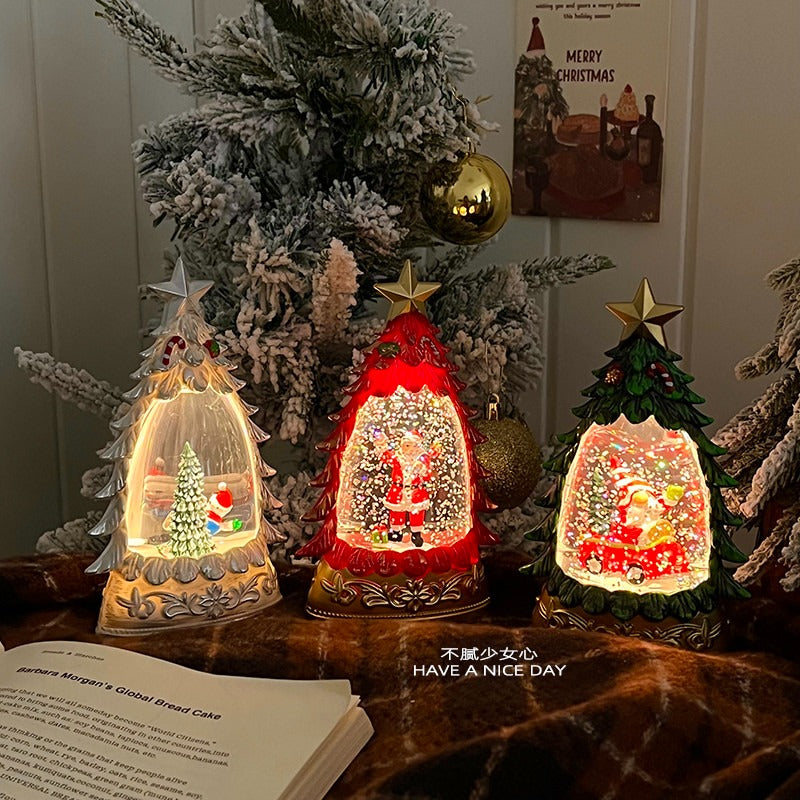 Light Up Christmas Crystal Snow Globe Santa Snow Scene Festive Ambience Table Decor Holiday Gift For Family Friends