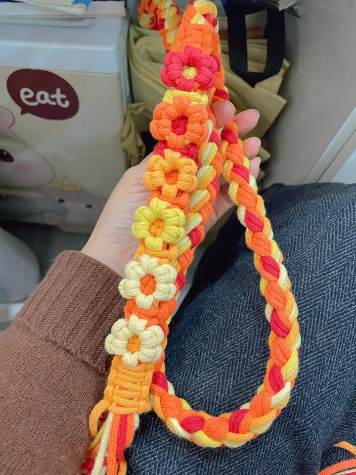 Bonfire Orange Hand-Knit Dog Leash 🧶 New Year Festive Vibe | Fully Customizable!
