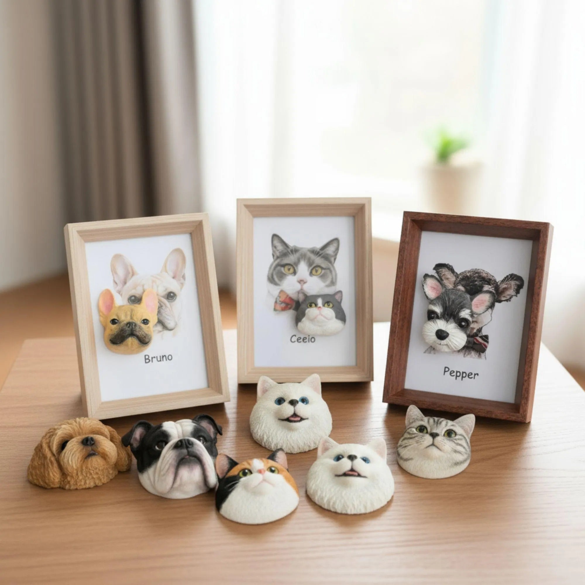 Handmade 3D Custom Pet Bust Refrigerator Magnet - Personalized Dog Cat Memorial Gift for Pet Lovers & Home Decor