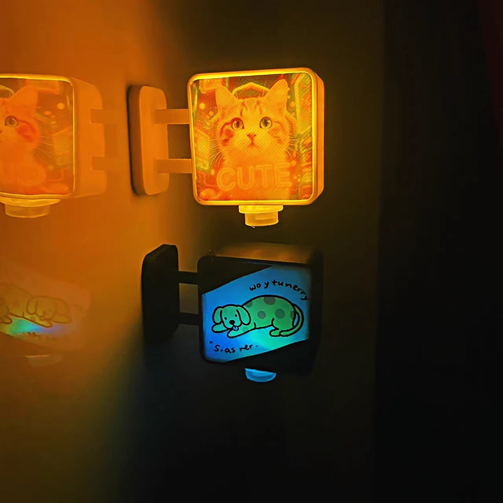 Personalized Pet Magnet Set (4pcs) | Dual-Color Lightbox (Black/White) & Cozy Yellow Lighting