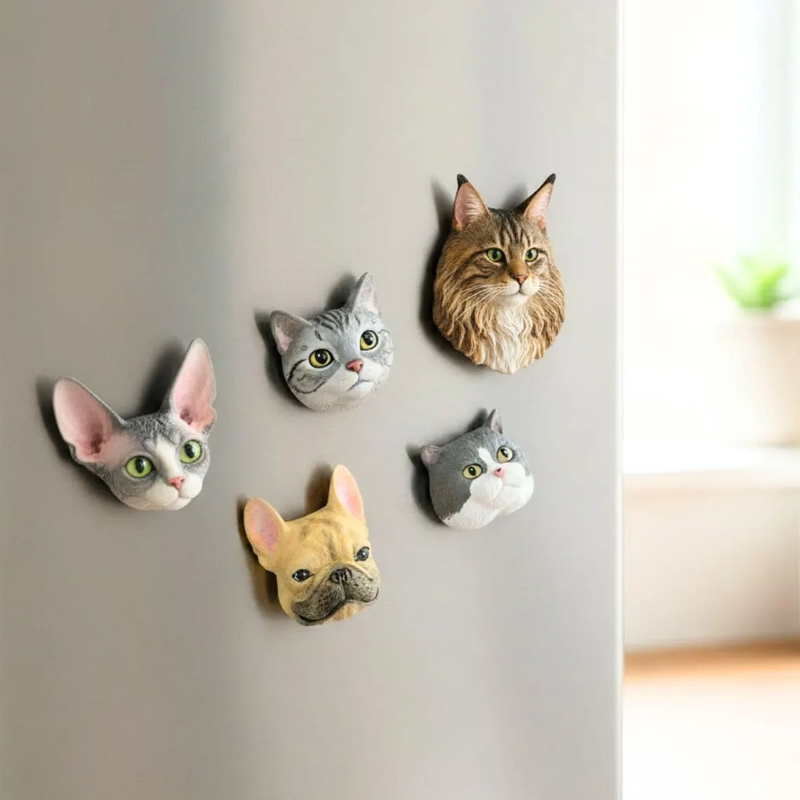 Handmade 3D Custom Pet Bust Refrigerator Magnet - Personalized Dog Cat Memorial Gift for Pet Lovers & Home Decor