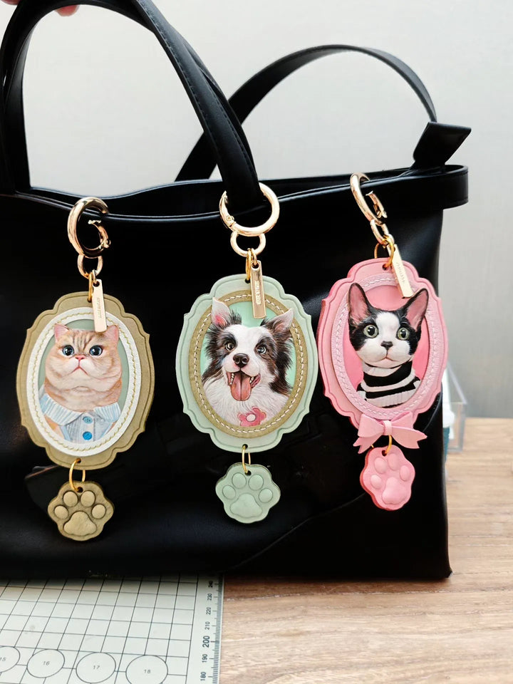 DIY Custom 3D Pet Leather Sculpture Keychain - Dog/Cat Memorial Bag Charm Handcrafted Gift