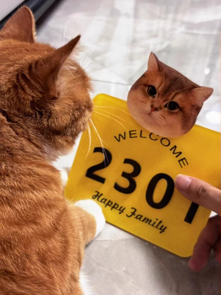 Custom Pet Door Sign for Cats & Dogs - Personalized House Number Plaque for Home, Airbnb & Dorm