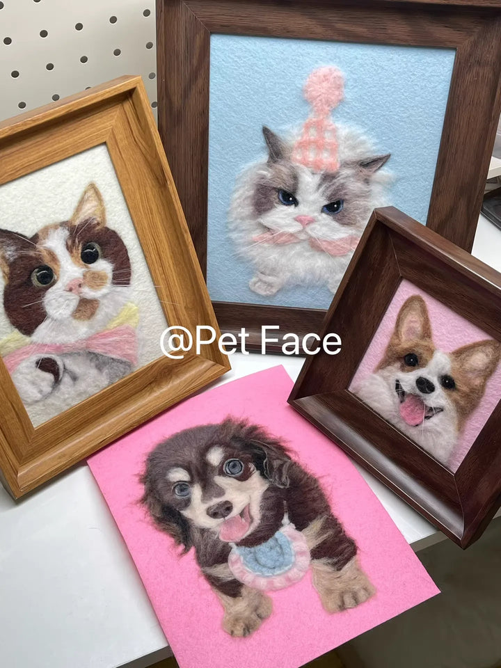 Custom Wool Felt Pet Portrait - Handmade Memorial for Furry Family Members